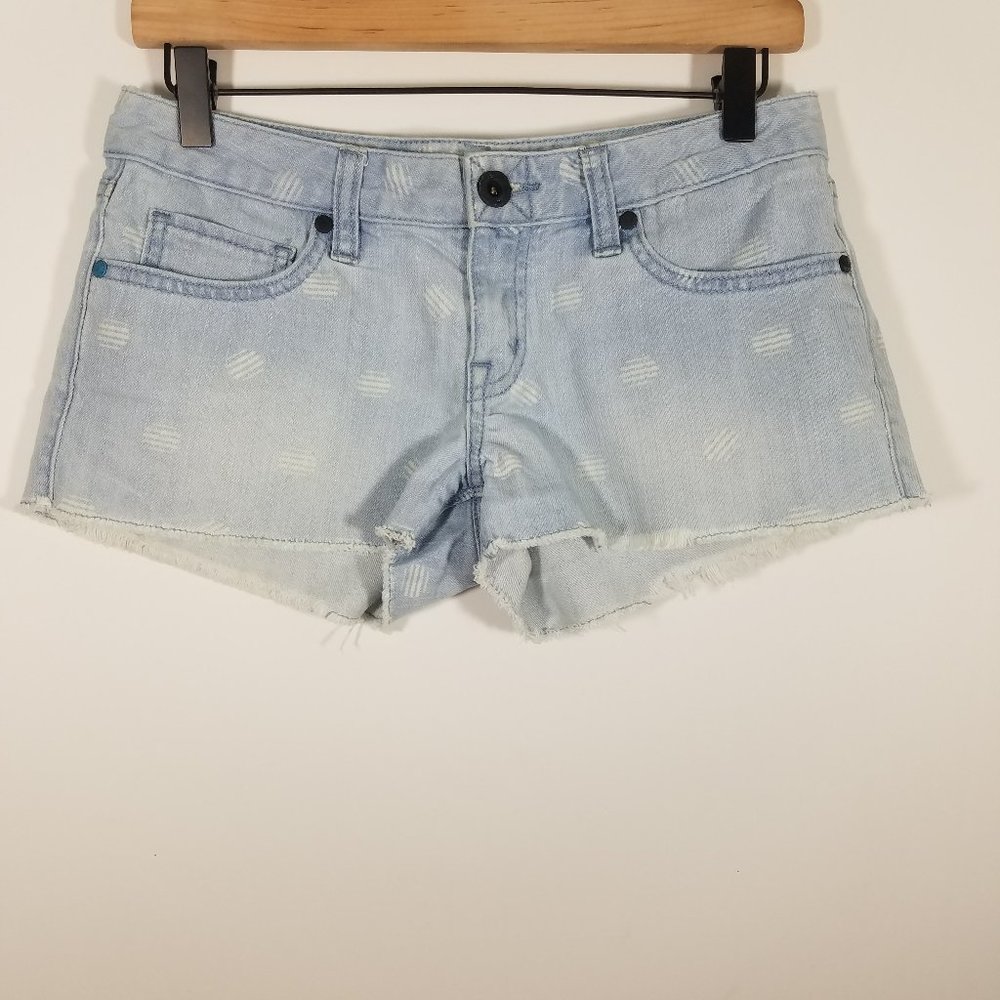 Hurley Light Wash Blue Distressed Denim Jean Shorts
